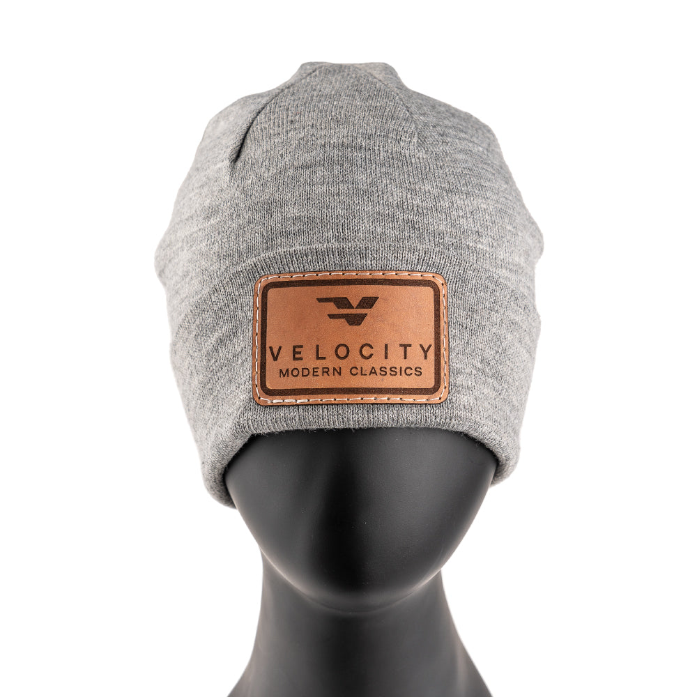 Velocity Icon Leather Patch Cuff Beanie