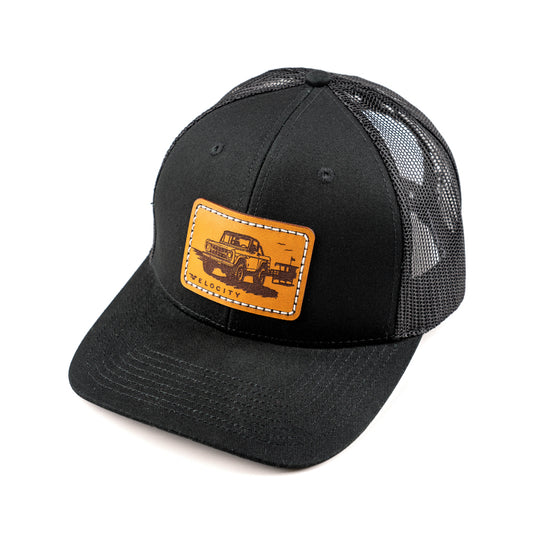 Velocity Bronco Leather Patch Hat Black